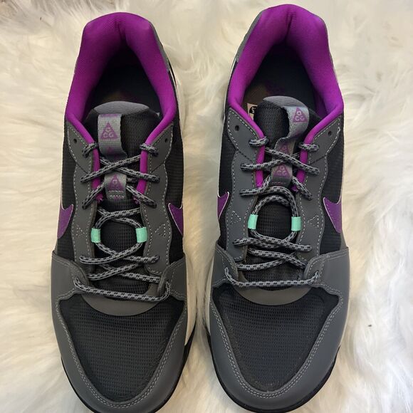 Nike Other - Nike Men's ACG Lowcate Trail Hiking Shoes Smoke Grey Purple Green Size 10.5 NEW